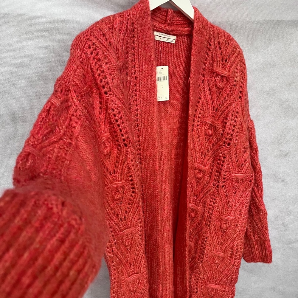 Anthro Nuria Textured Knotch Long Cardigan M - Picture 11 of 17